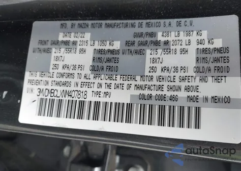 2022 Mazda Cx-30 Preferred из США, поврежденный, VIN 3MVDMBCLXNM407818